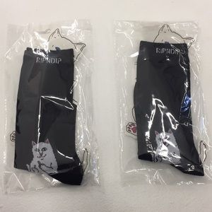 2 Pair Black Rip N Dip Socks Black NEW